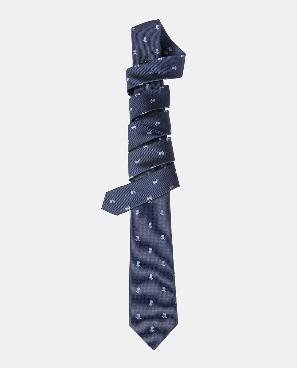 Gravata de Seda Azul-marinho-5