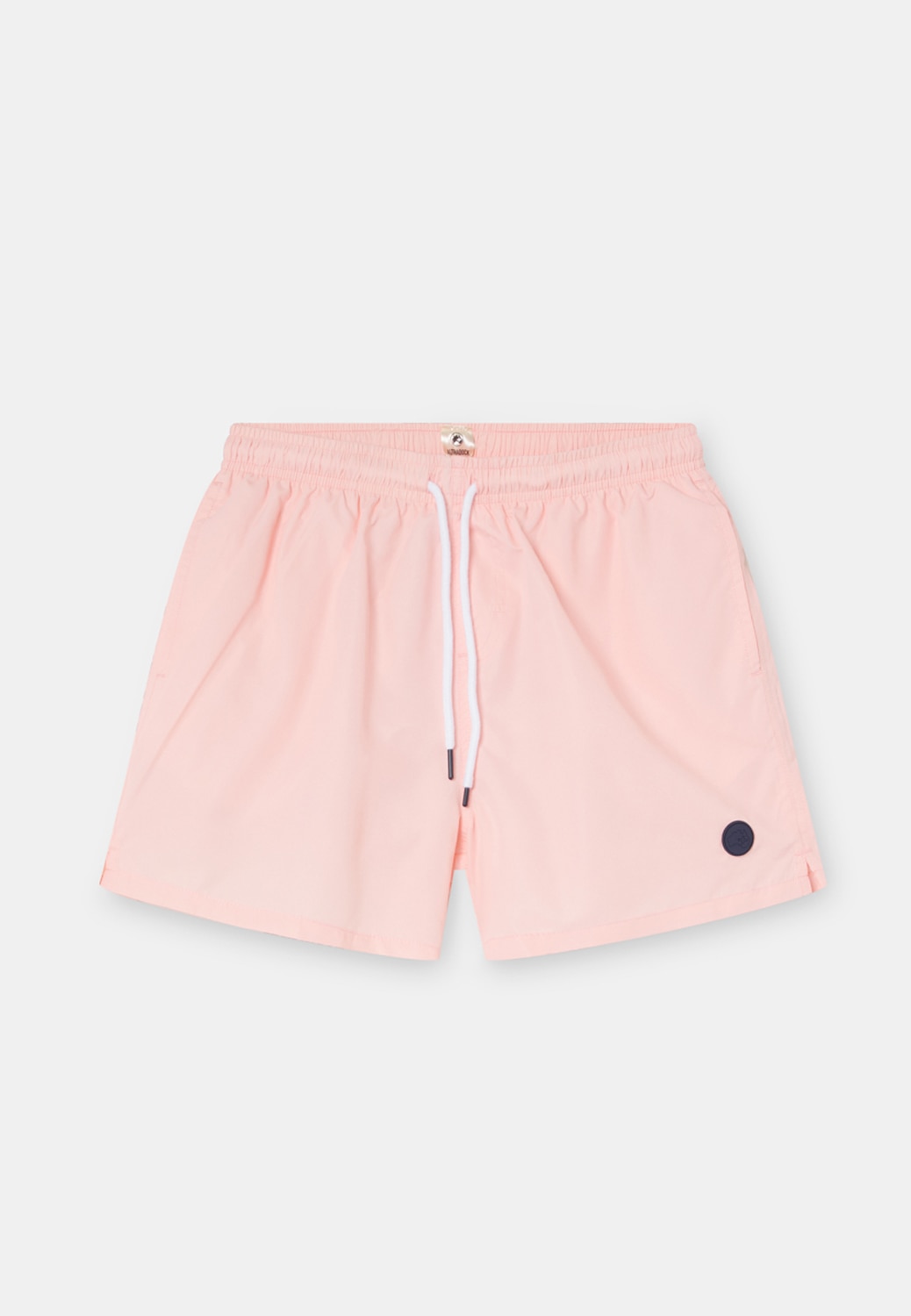 Calções de Banho em Tecido Liso com Emblema de Logótipo Rosa-5