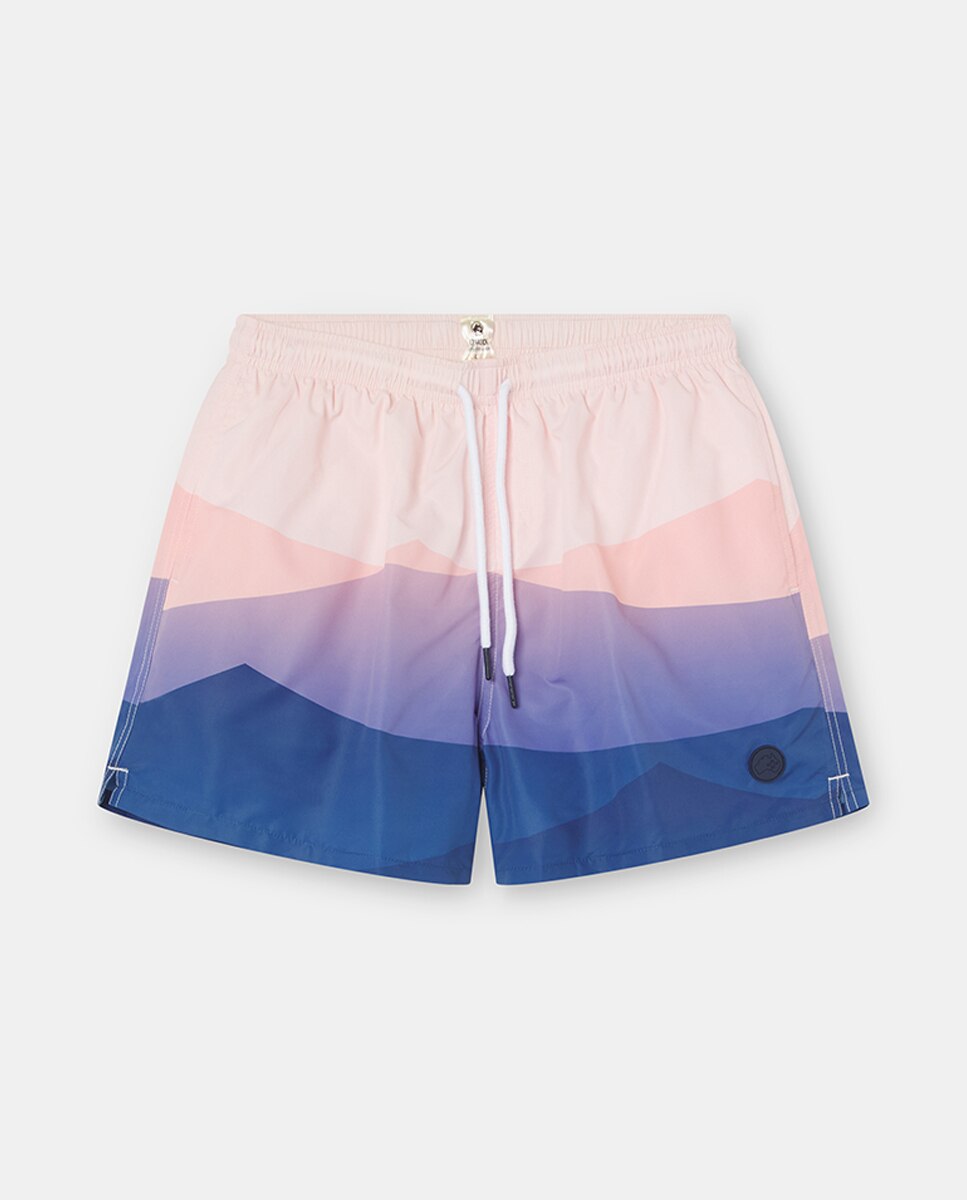 Calções de Banho em Tecido Estampado com Emblema de Logótipo Multicolor-5