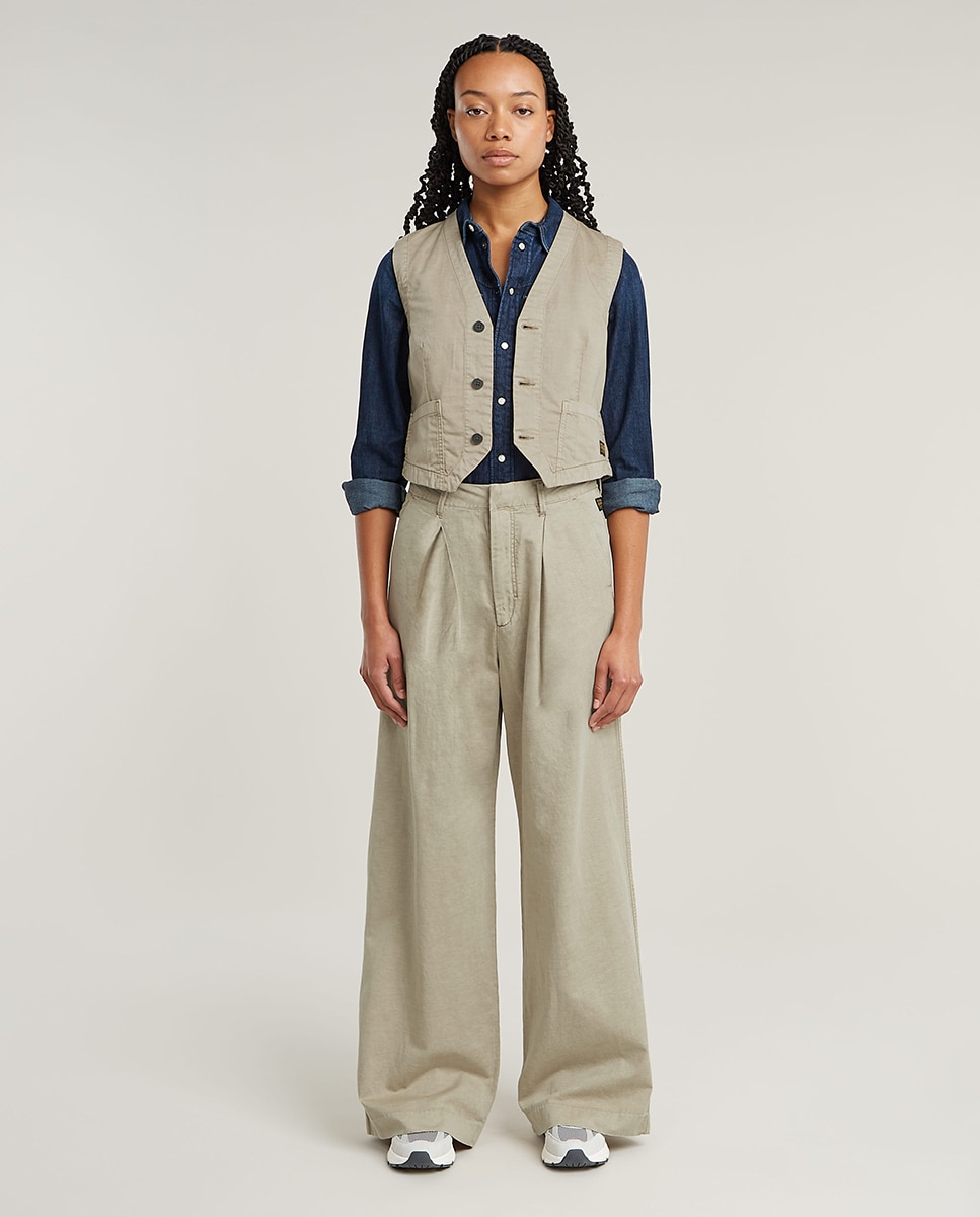 Calças Regular Folgadas Caqui-1