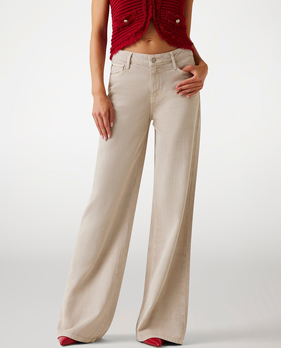 Calças de mulher Bege-2