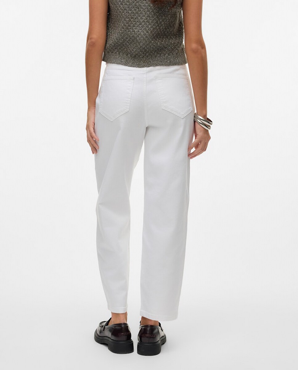 Moda Pantalones Mom Jeans Blancos Jeans Blancos De Mujer Mom Fit