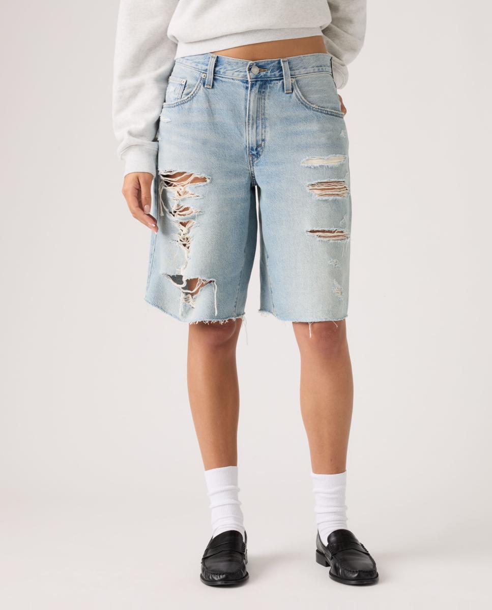 Calções de Ganga Baggy Dad Jort? Azul-claro-3