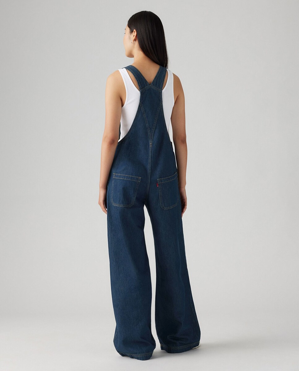 Peto vaquero de mujer largo con tirantes ajustables 36/XS Azul marino