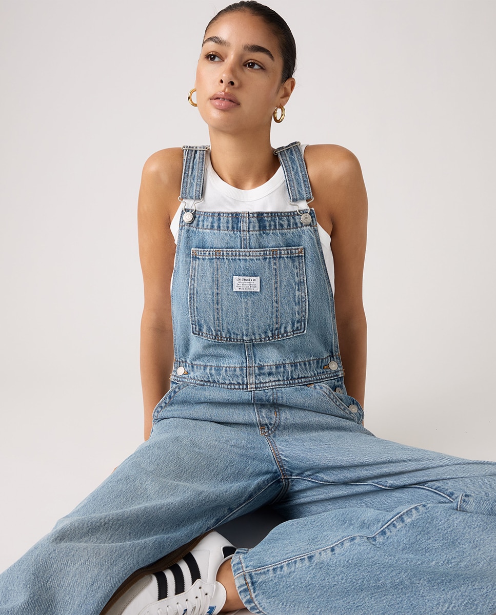 Jardineiras de Ganga com Alças Ajustáveis Azul-claro-3