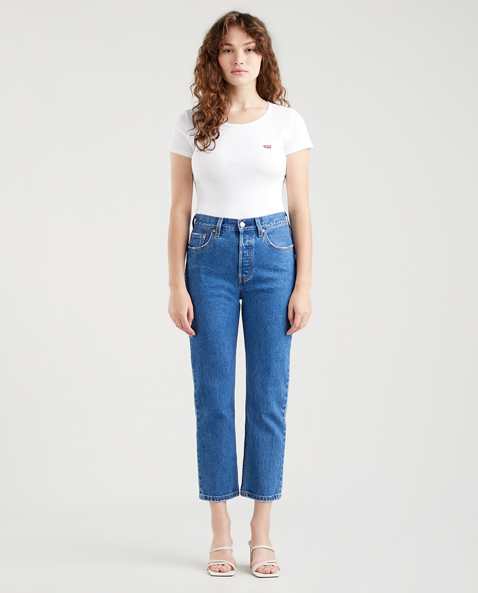Jeans 501® Cropped regular com lavagem média Azul-1