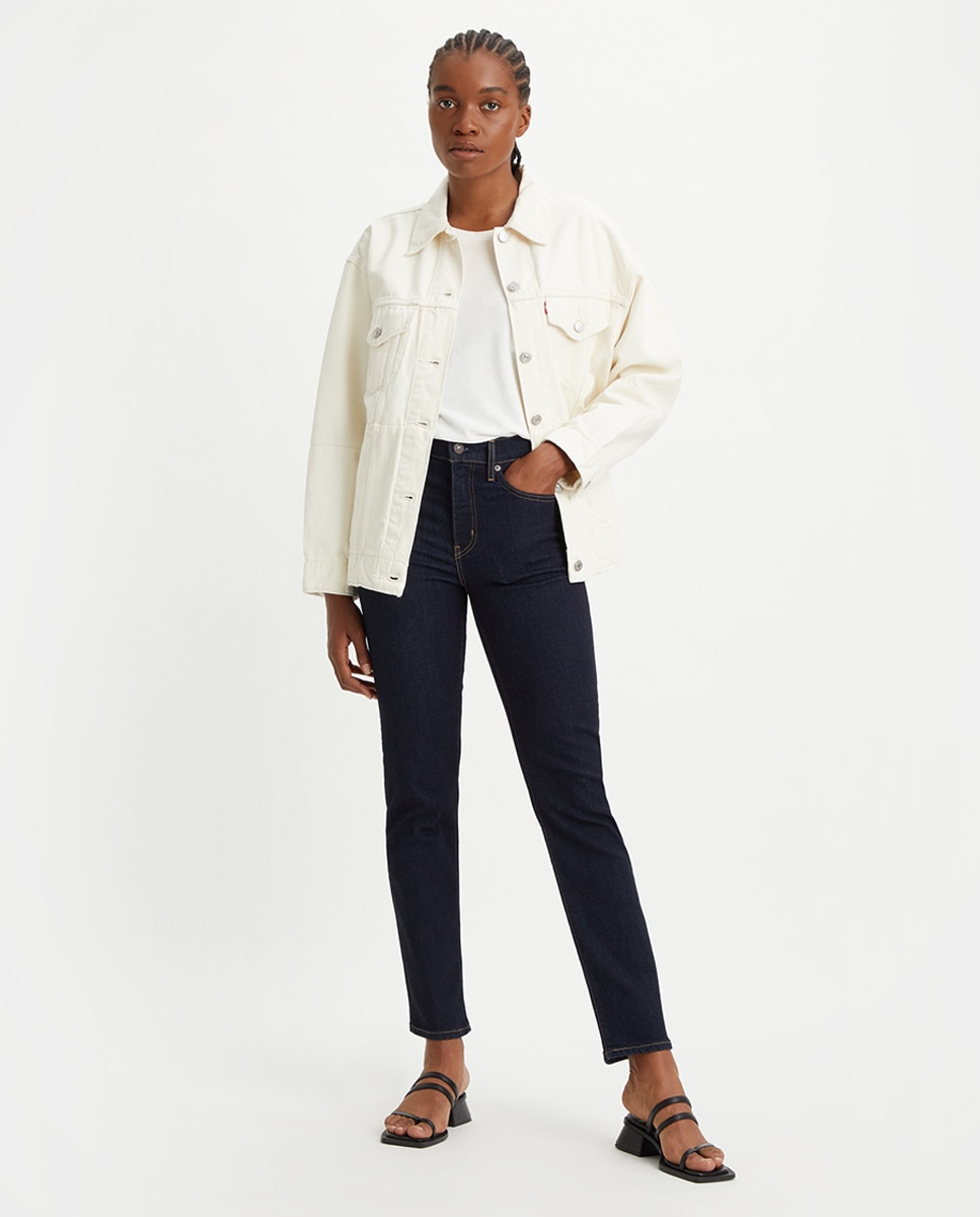 Jeans 724? High Rise Straight com Lavagem Escura Azul-índigo-1