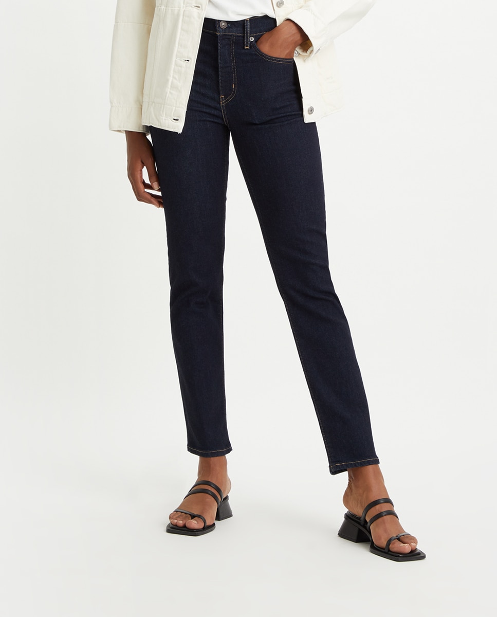 Jeans 724? High Rise Straight com Lavagem Escura Azul-índigo-2