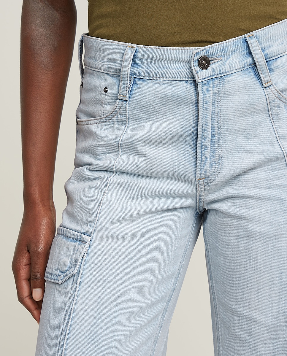 Jeans Judee de Corte Largo e Cintura Baixa Azul-claro-3