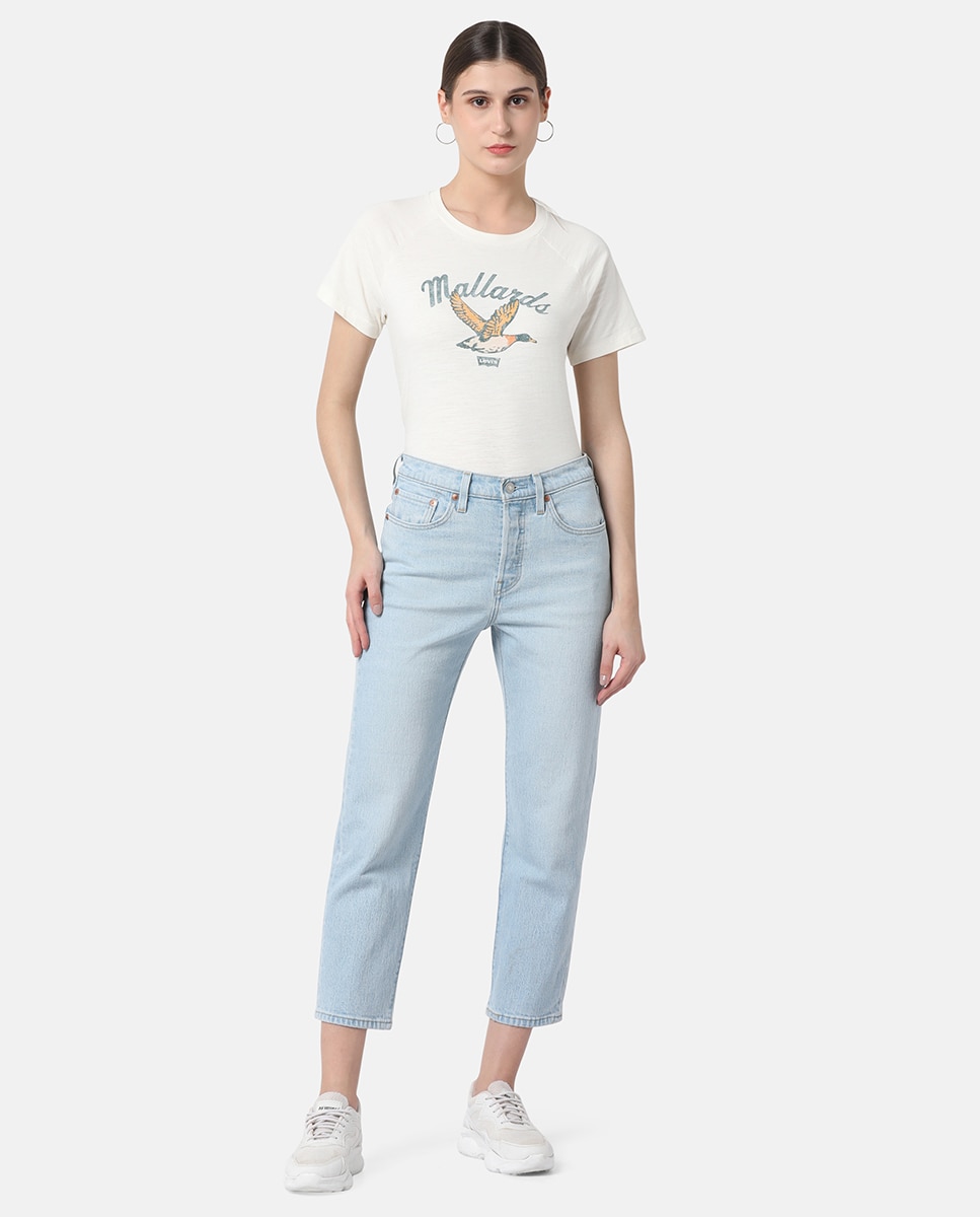 Imagem 0 de Jeans Straight 501® Crop de Cintura Média