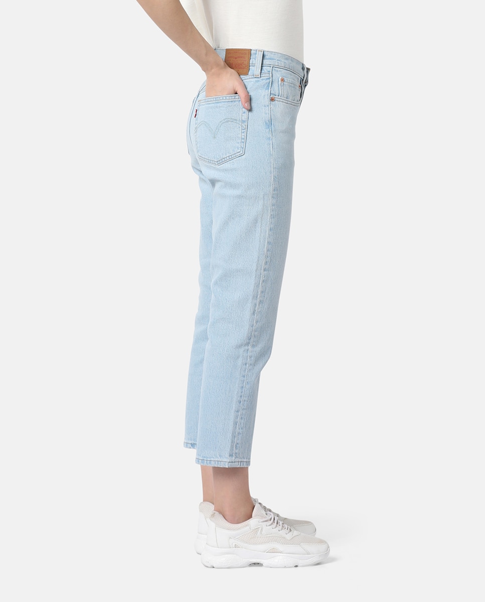 Jeans Straight 501® Crop de Cintura Média Azul-claro-4