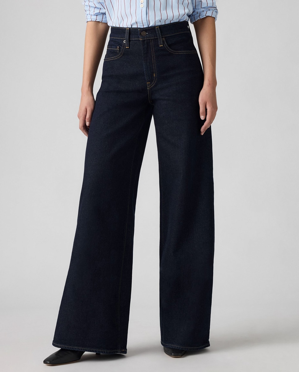 Jeans Straight 728™ High Rise Wide Leg Azul-marinho-3