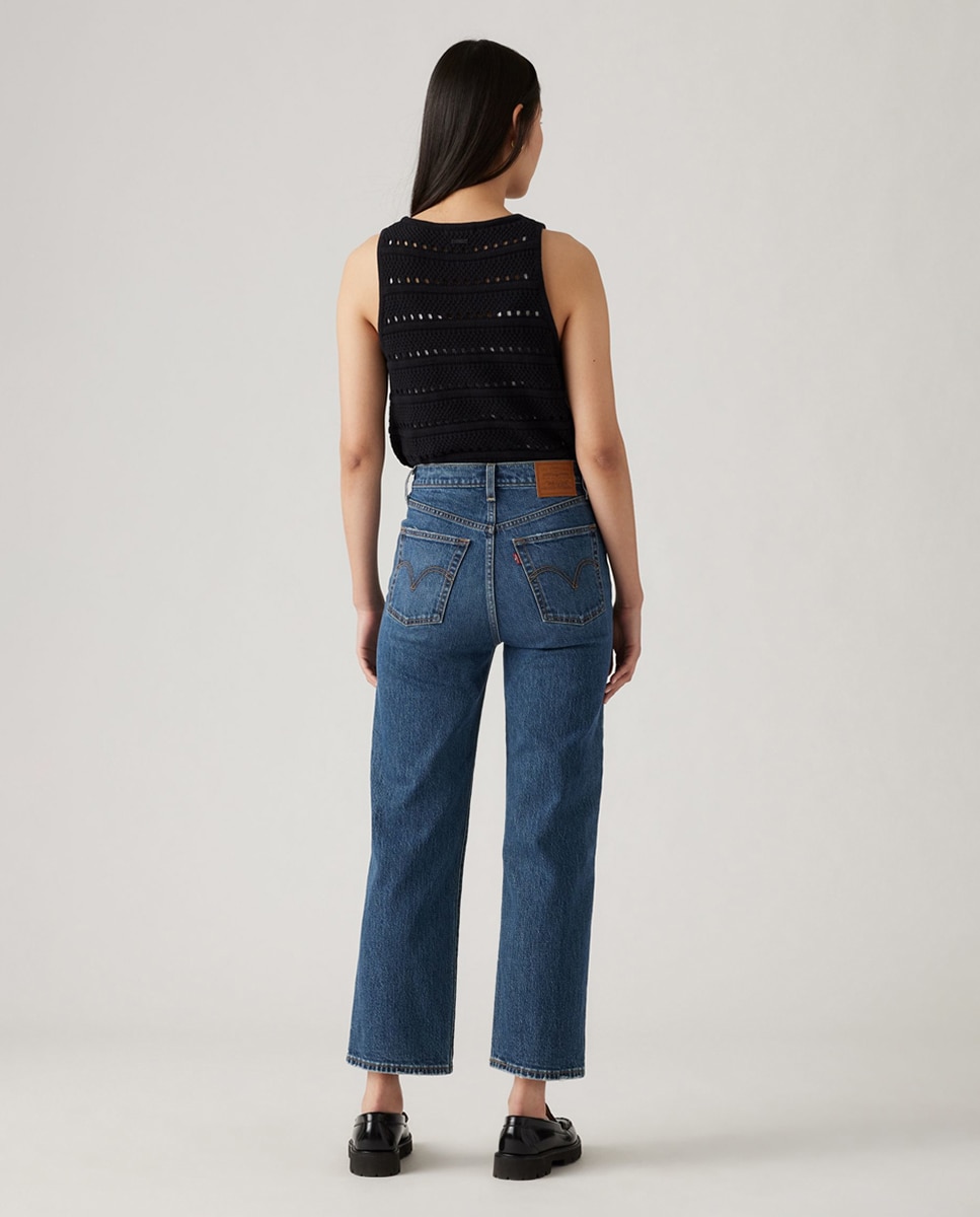 Jeans Straight Ribcage™ Straight Ankle de Cintura Subida Azul-2
