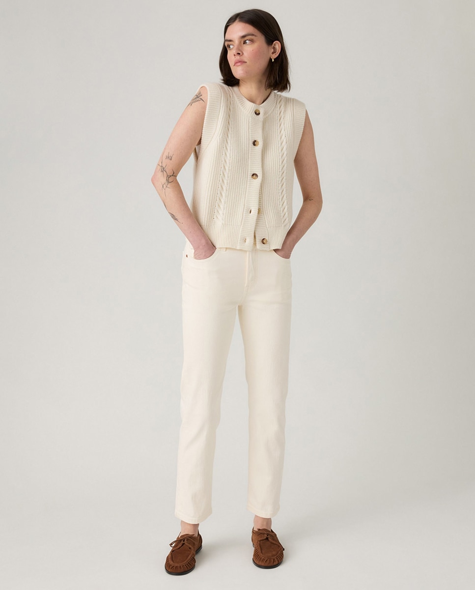 Jeans Straight 501® Crop Branco-5