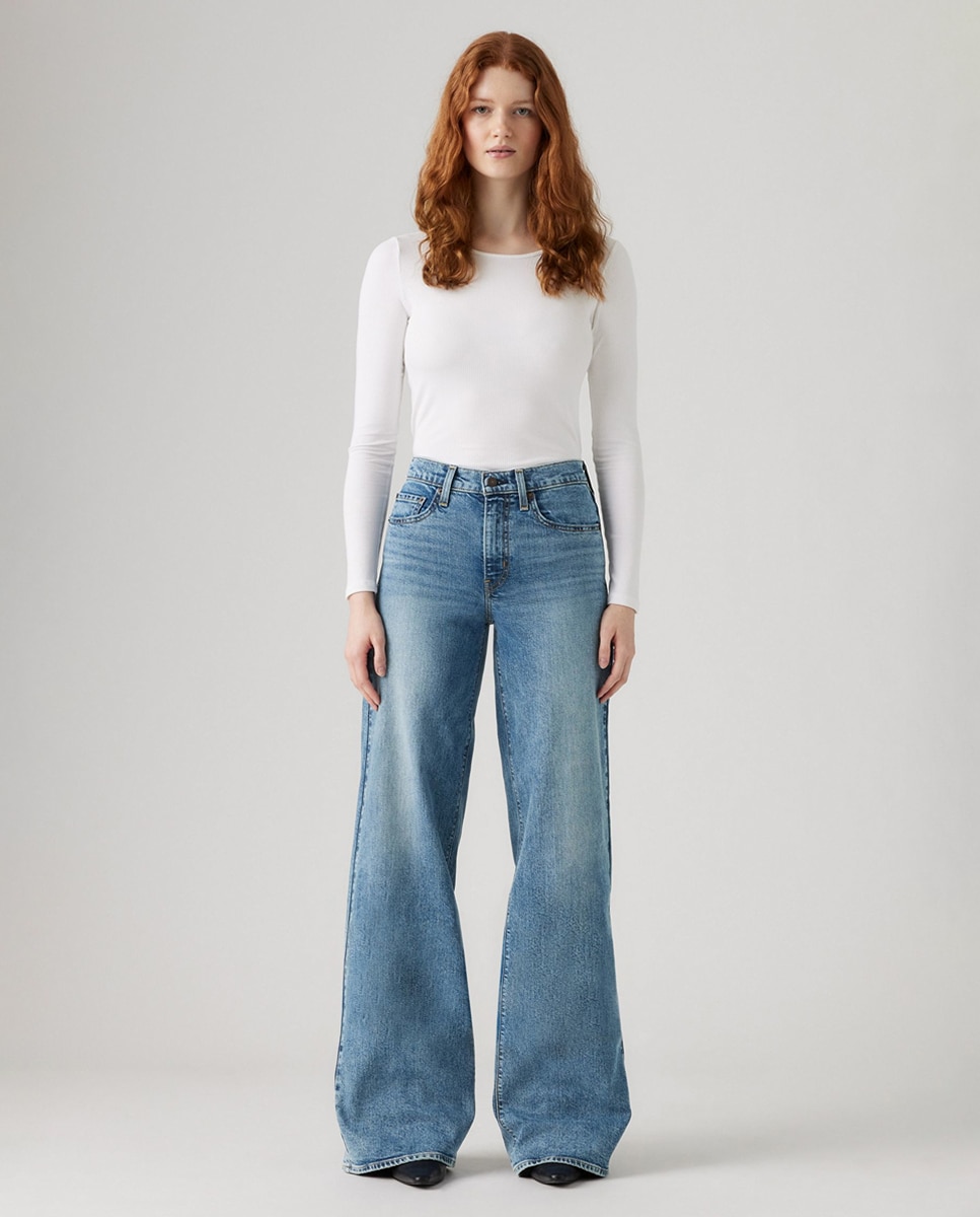 Jeans Straight 728™ High Rise Wide Leg Azul-claro-1