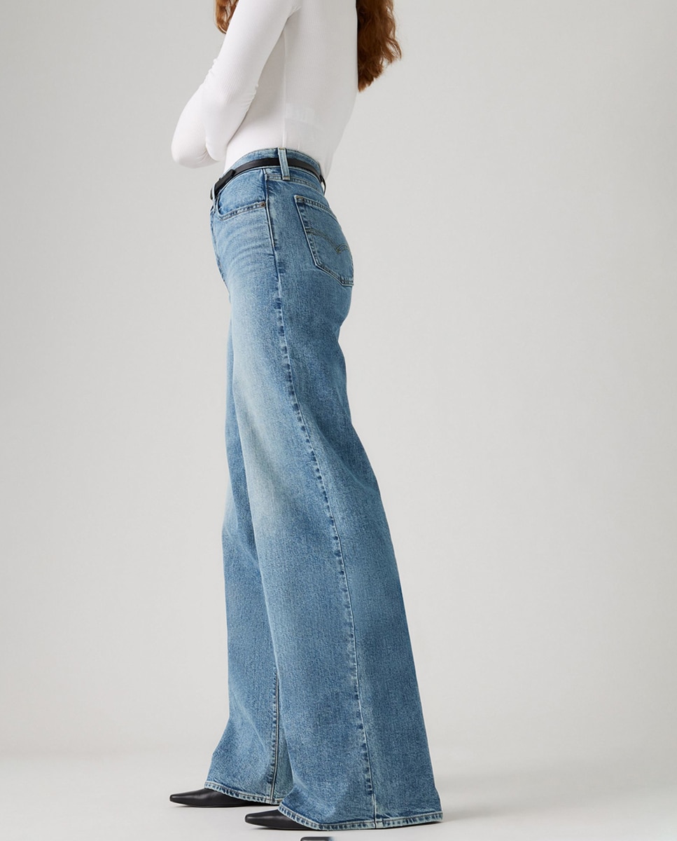 Jeans Straight 728™ High Rise Wide Leg Azul-claro-3