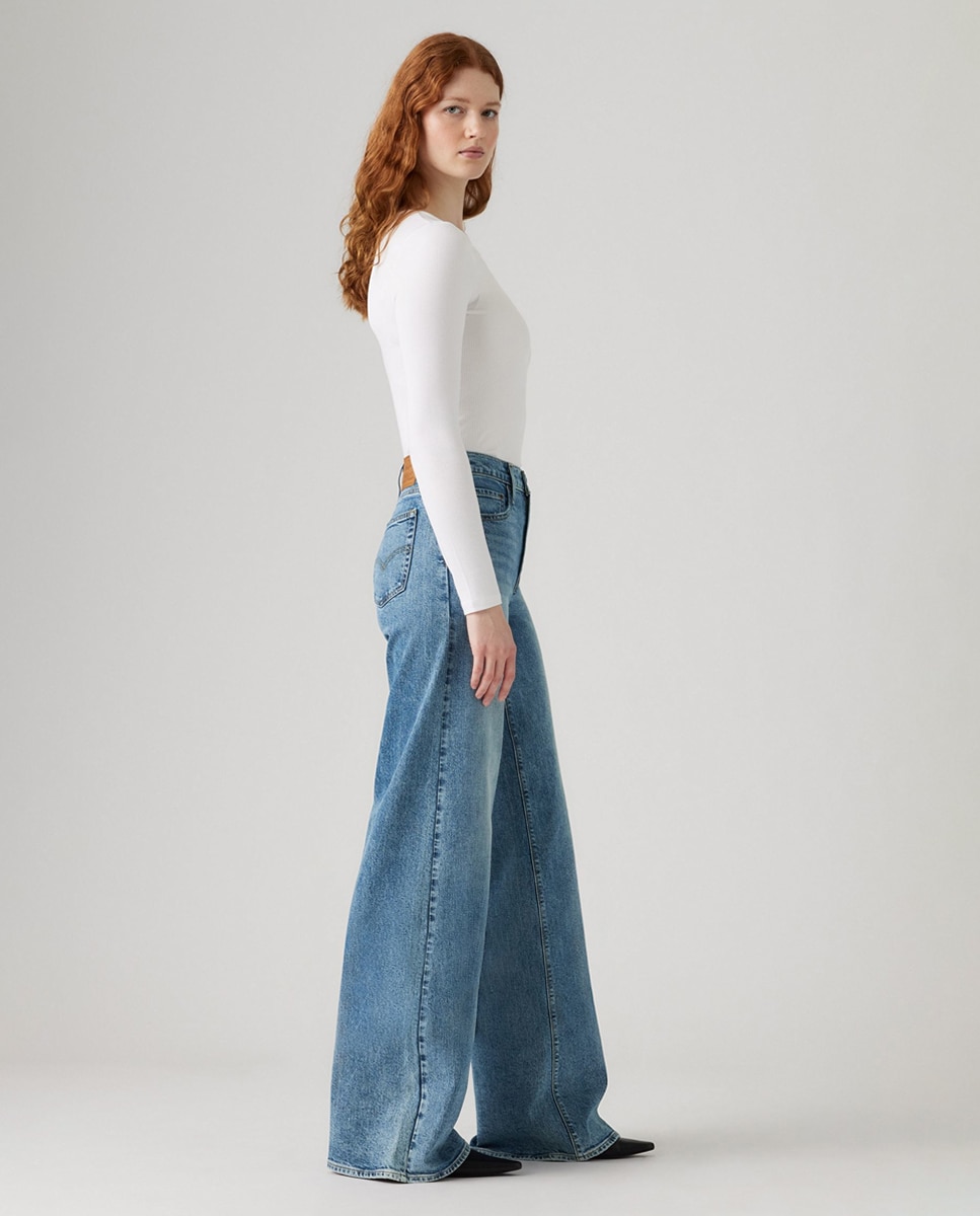 Jeans Straight 728™ High Rise Wide Leg Azul-claro-4