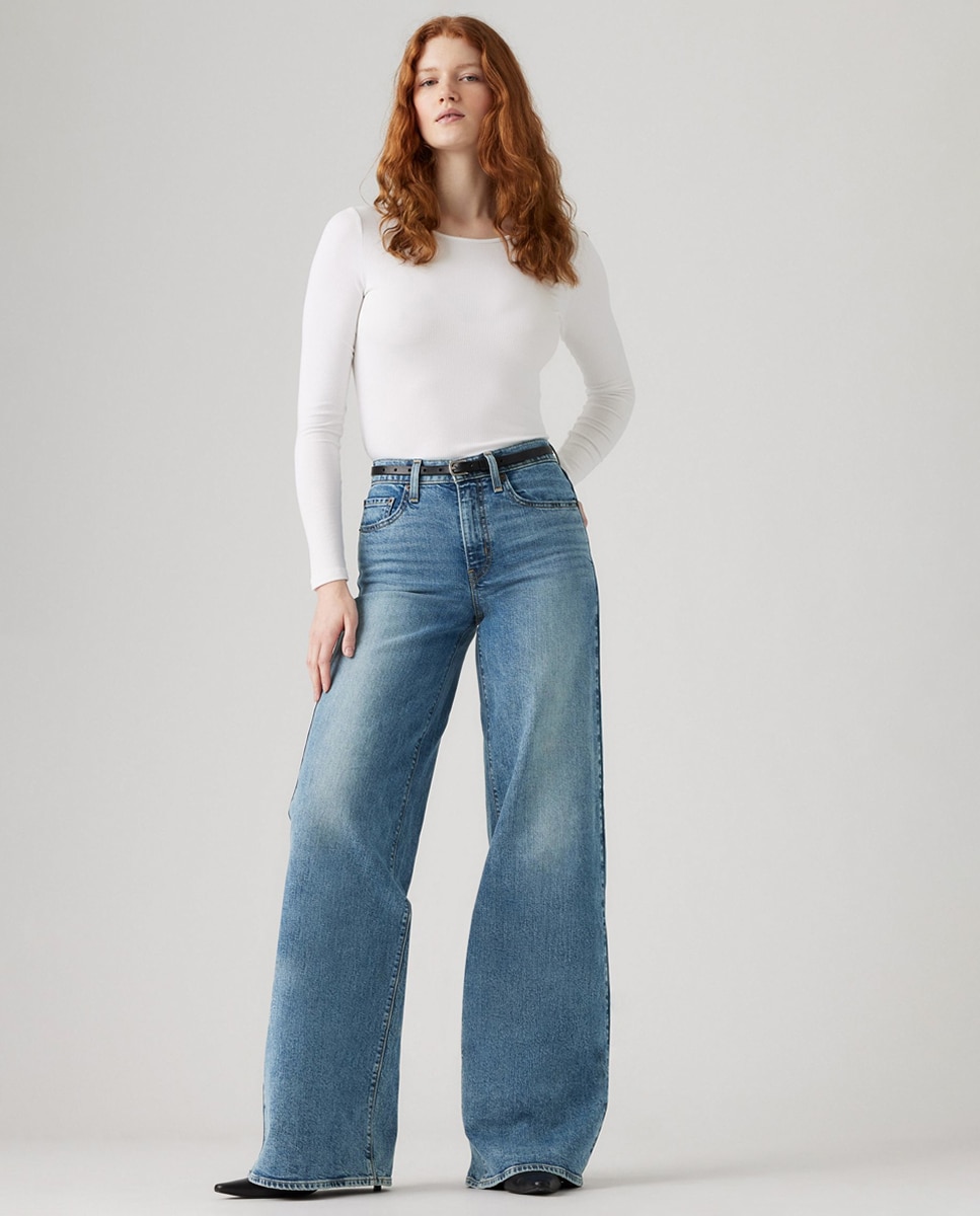 Jeans Straight 728™ High Rise Wide Leg Azul-claro-5