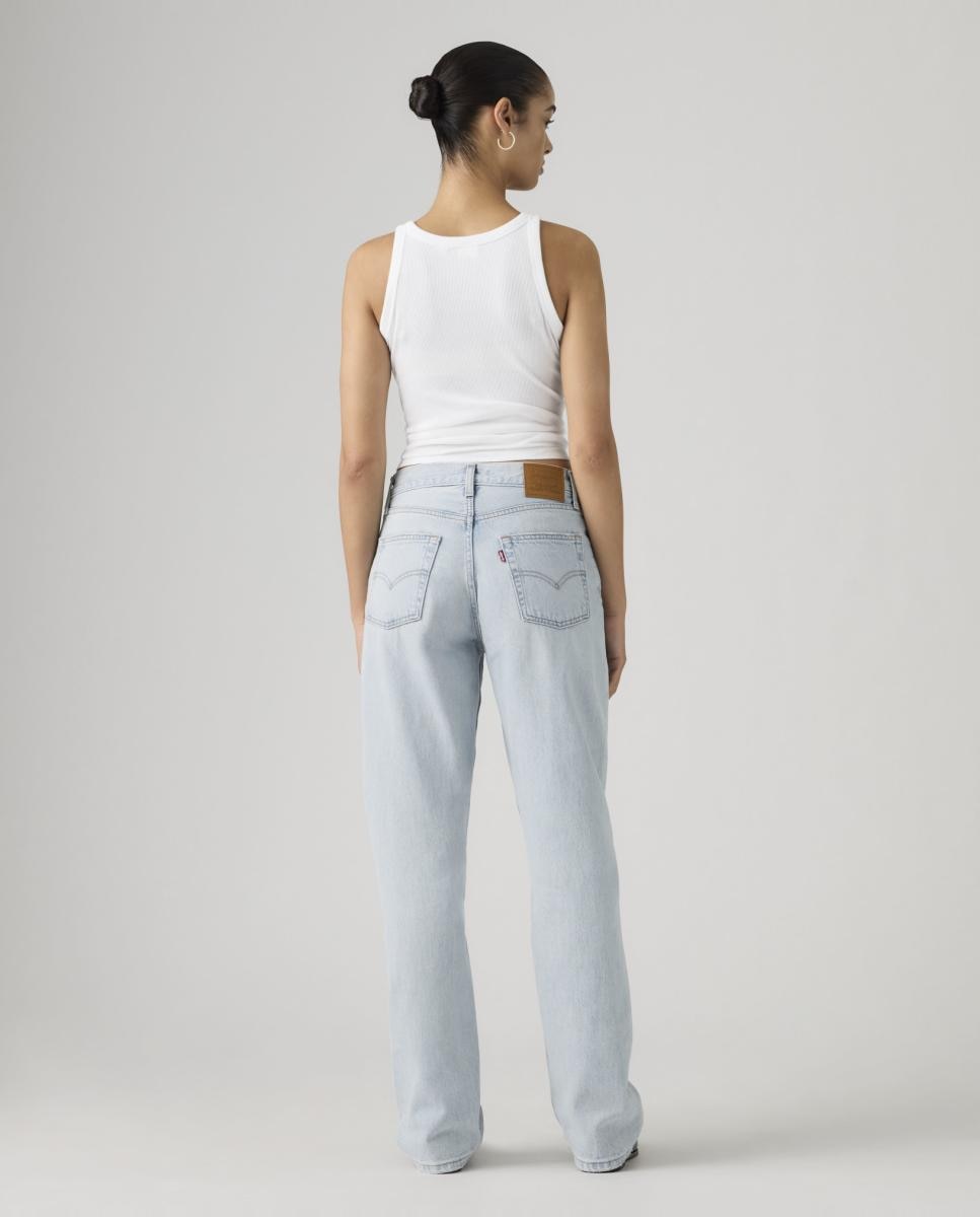 Jeans Straight Easy Dad com Cintura Subida Azul-claro-2