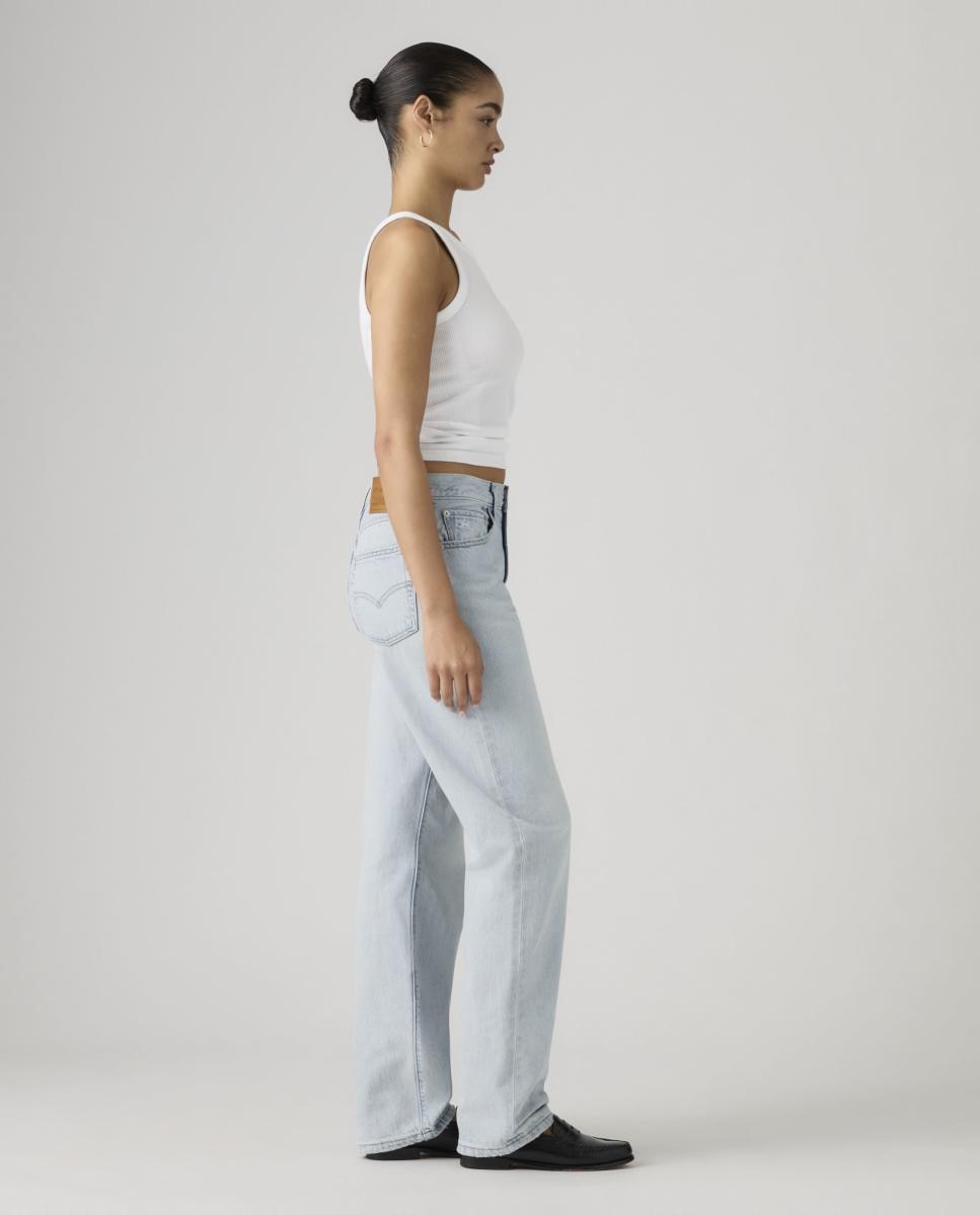 Jeans Straight Easy Dad com Cintura Subida Azul-claro-5