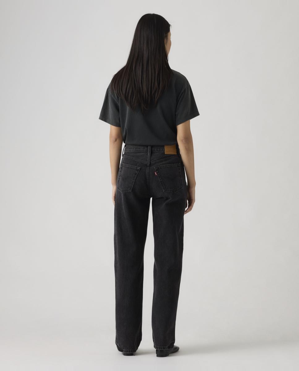 Jeans Straight Easy Dad com Cintura Subida Cinzento-escuro-2