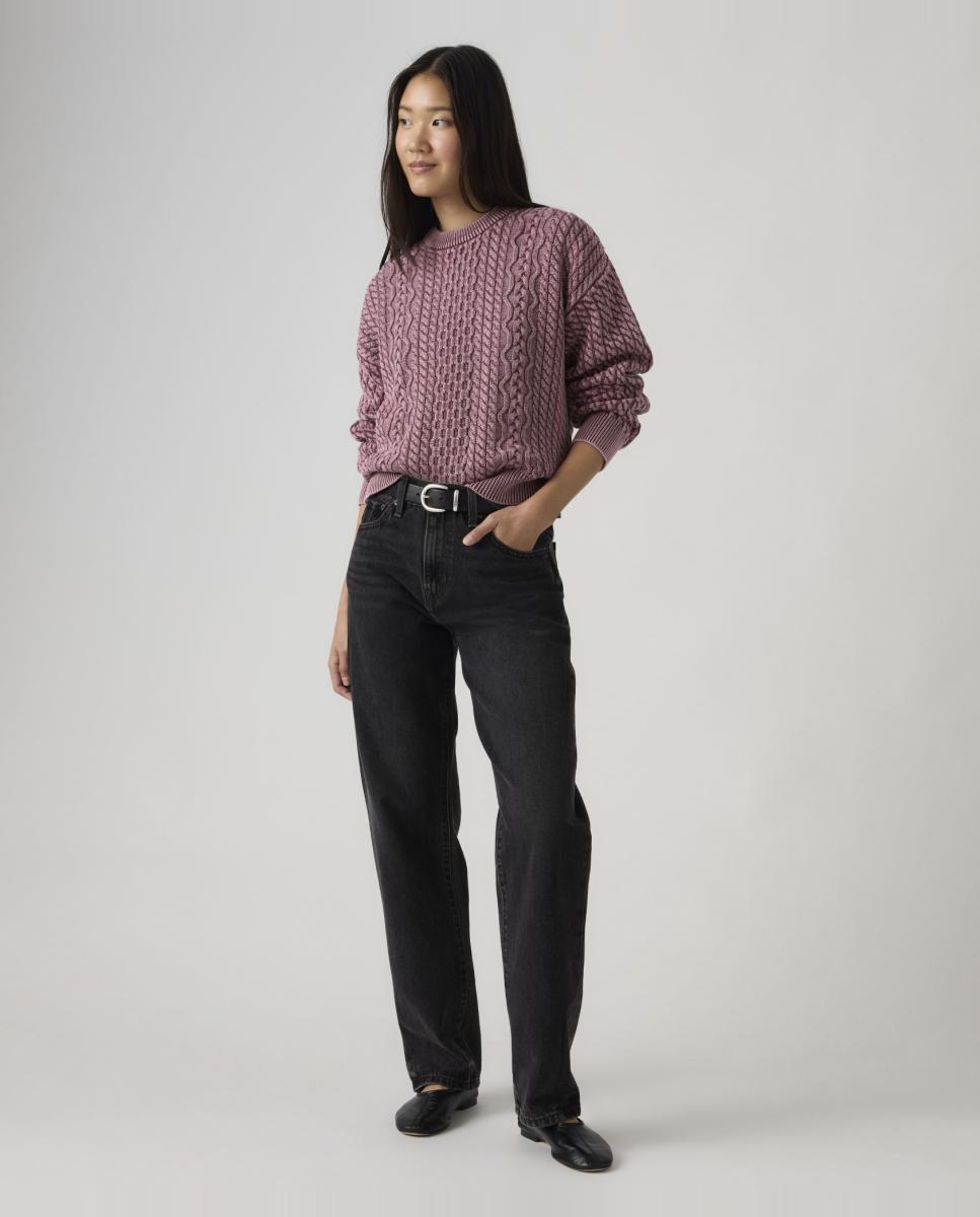 Jeans Straight Easy Dad com Cintura Subida Cinzento-escuro-5