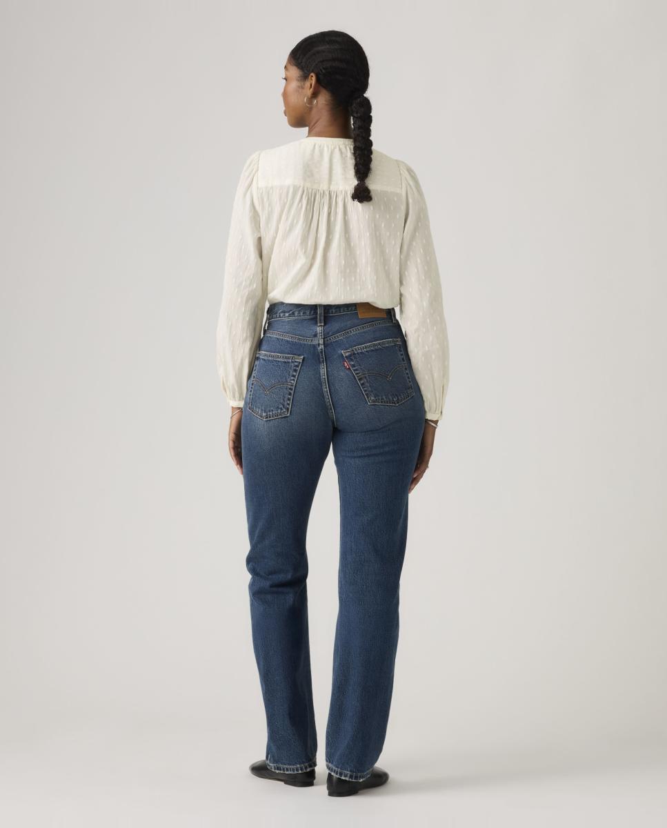 Jeans Straight Easy Dad com Cintura Subida Azul-2