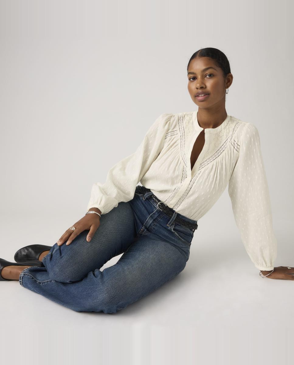 Jeans Straight Easy Dad com Cintura Subida Azul-3