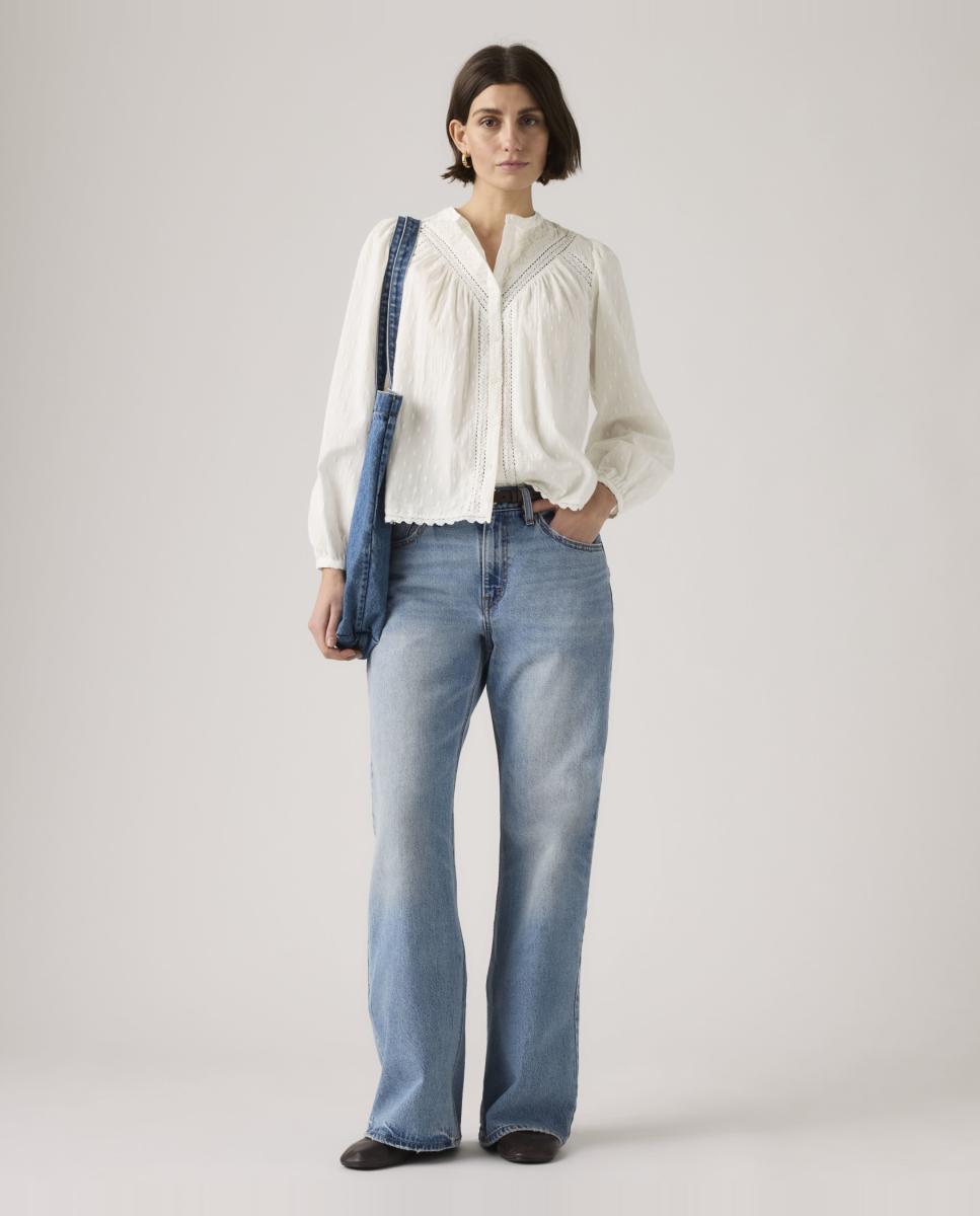Jeans à Boca de Sino Loose Boot com Cintura Média Azul-claro-4