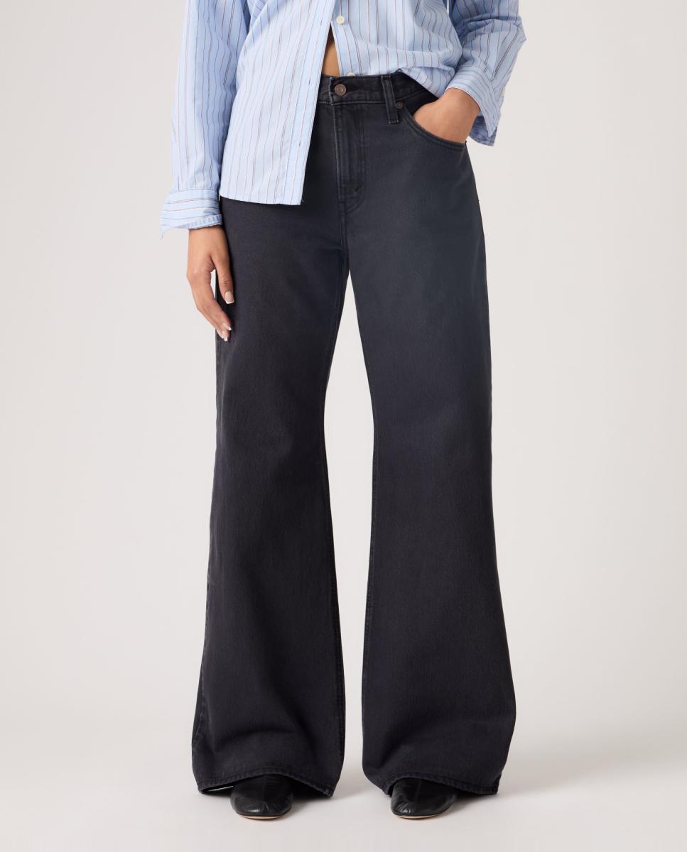 Jeans à Boca de Sino Loose Boot com Cintura Média Cinzento-escuro-3