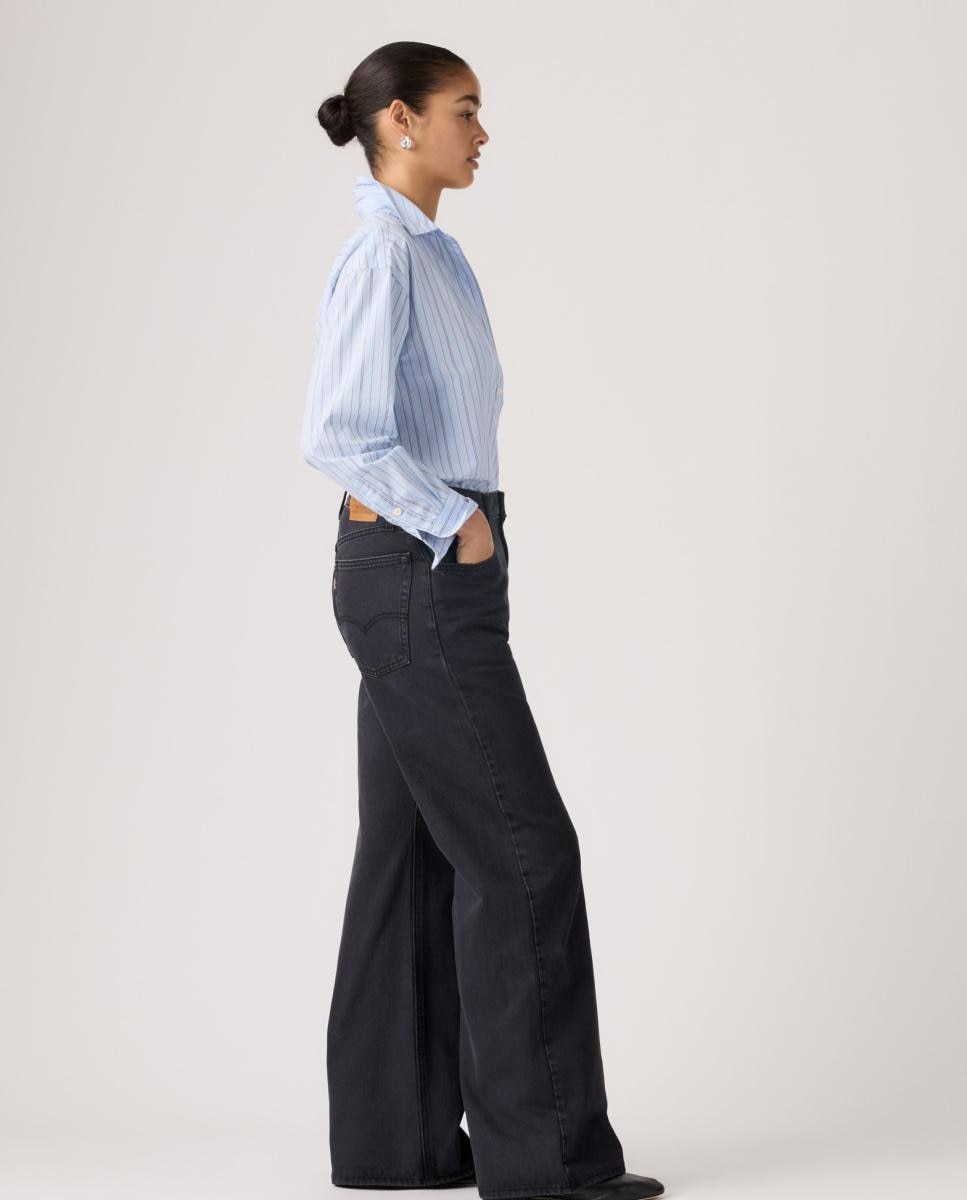 Jeans à Boca de Sino Loose Boot com Cintura Média Cinzento-escuro-4