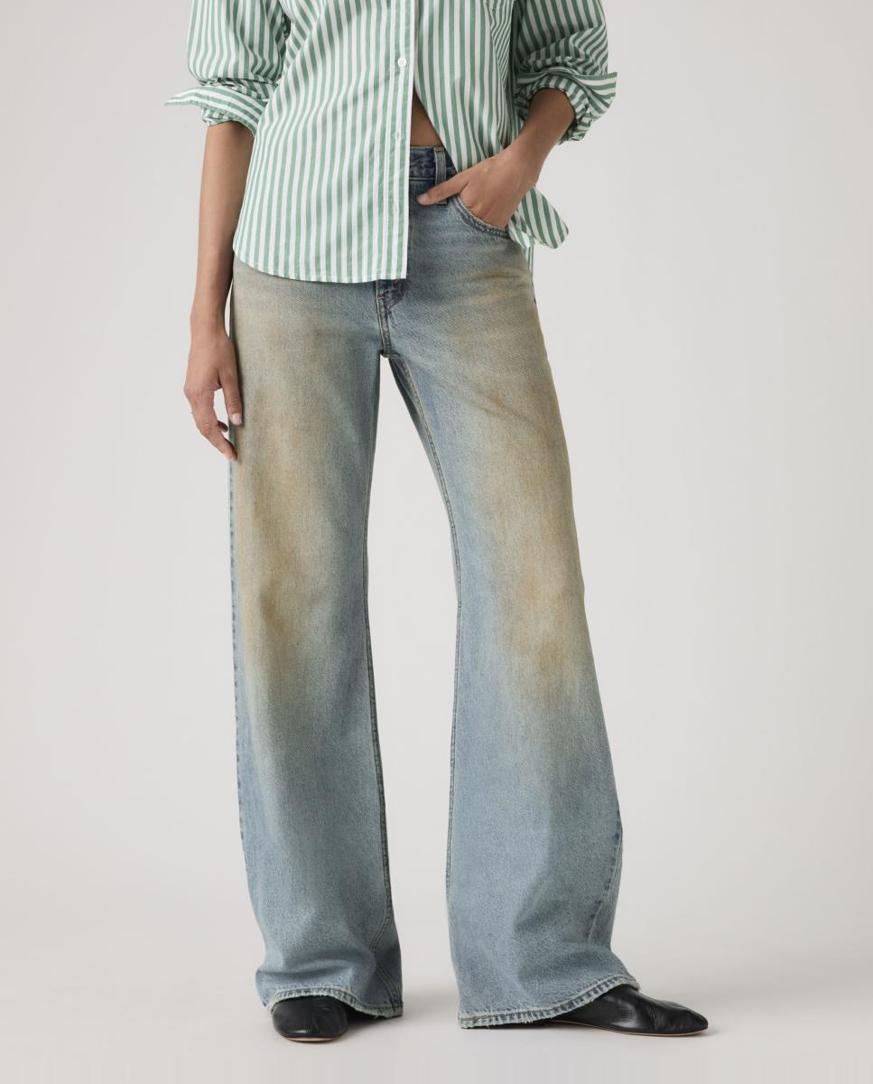 Jeans à Boca de Sino Loose Boot com Cintura Média Azul-claro-3