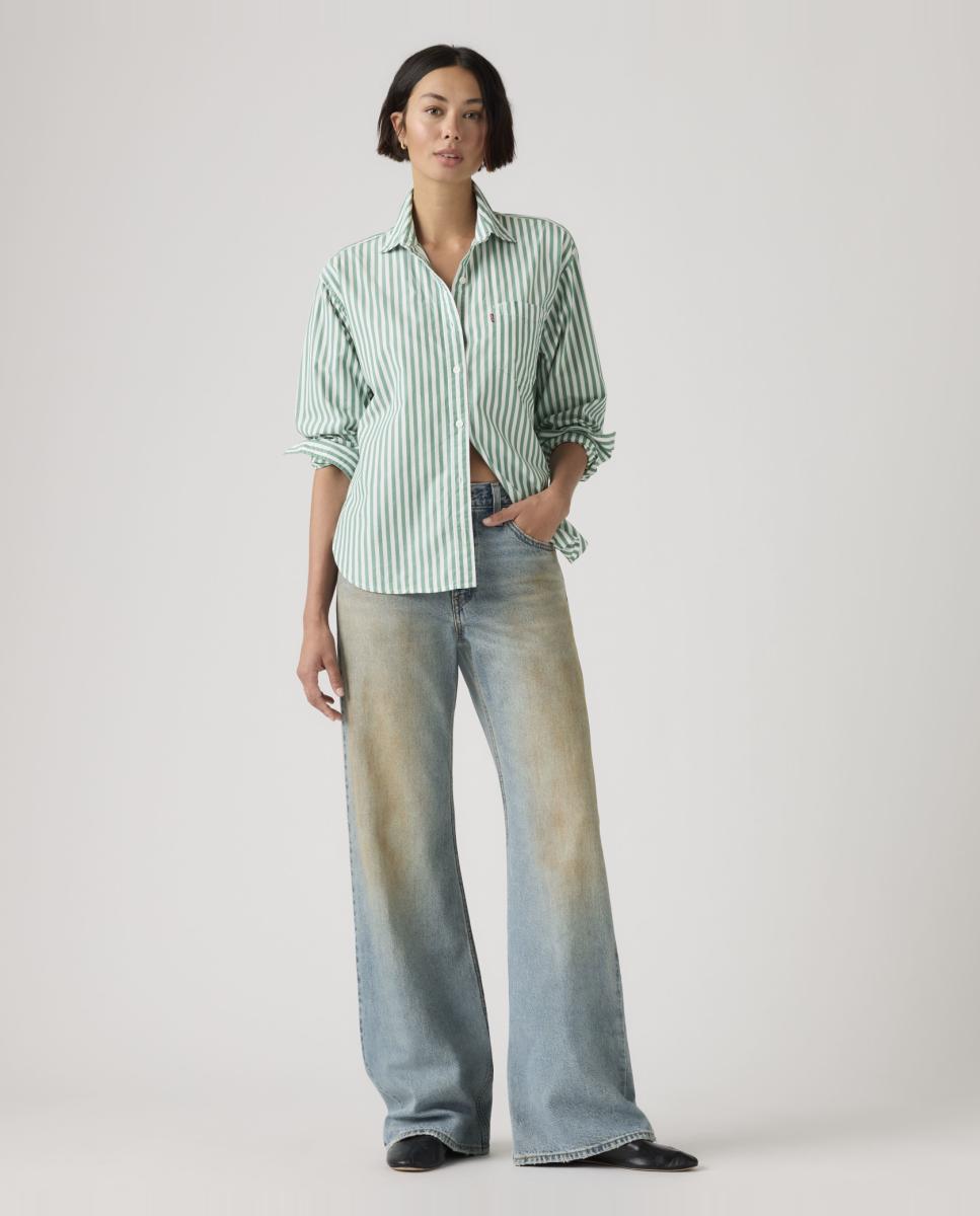 Jeans à Boca de Sino Loose Boot com Cintura Média Azul-claro-4