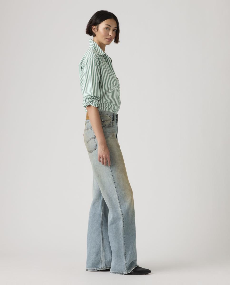 Jeans à Boca de Sino Loose Boot com Cintura Média Azul-claro-5