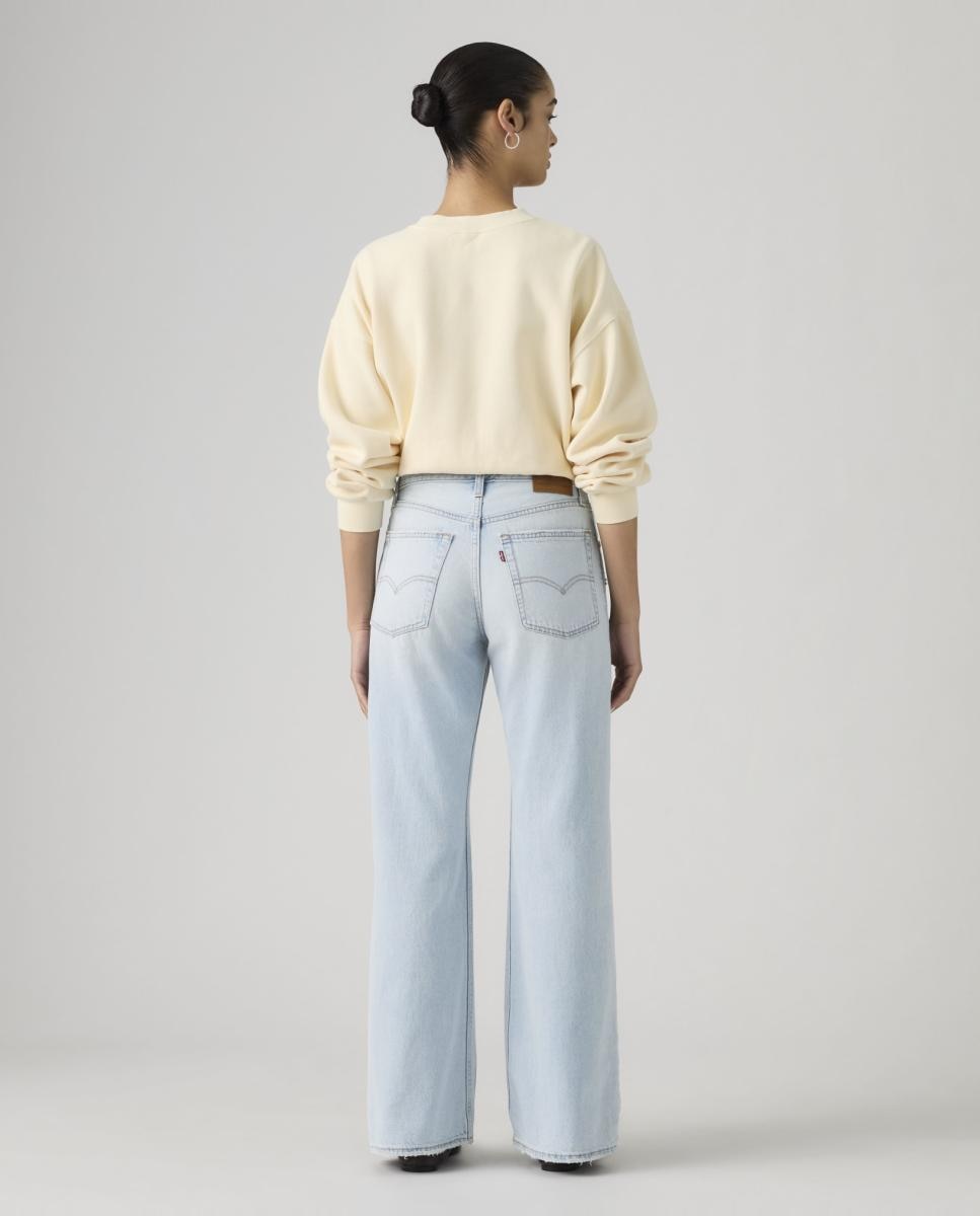 Jeans à Boca de Sino Loose Boot com Cintura Média Azul-claro-2