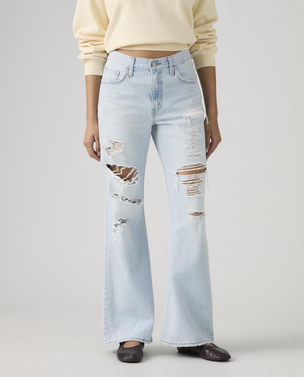 Jeans à Boca de Sino Loose Boot com Cintura Média Azul-claro-3