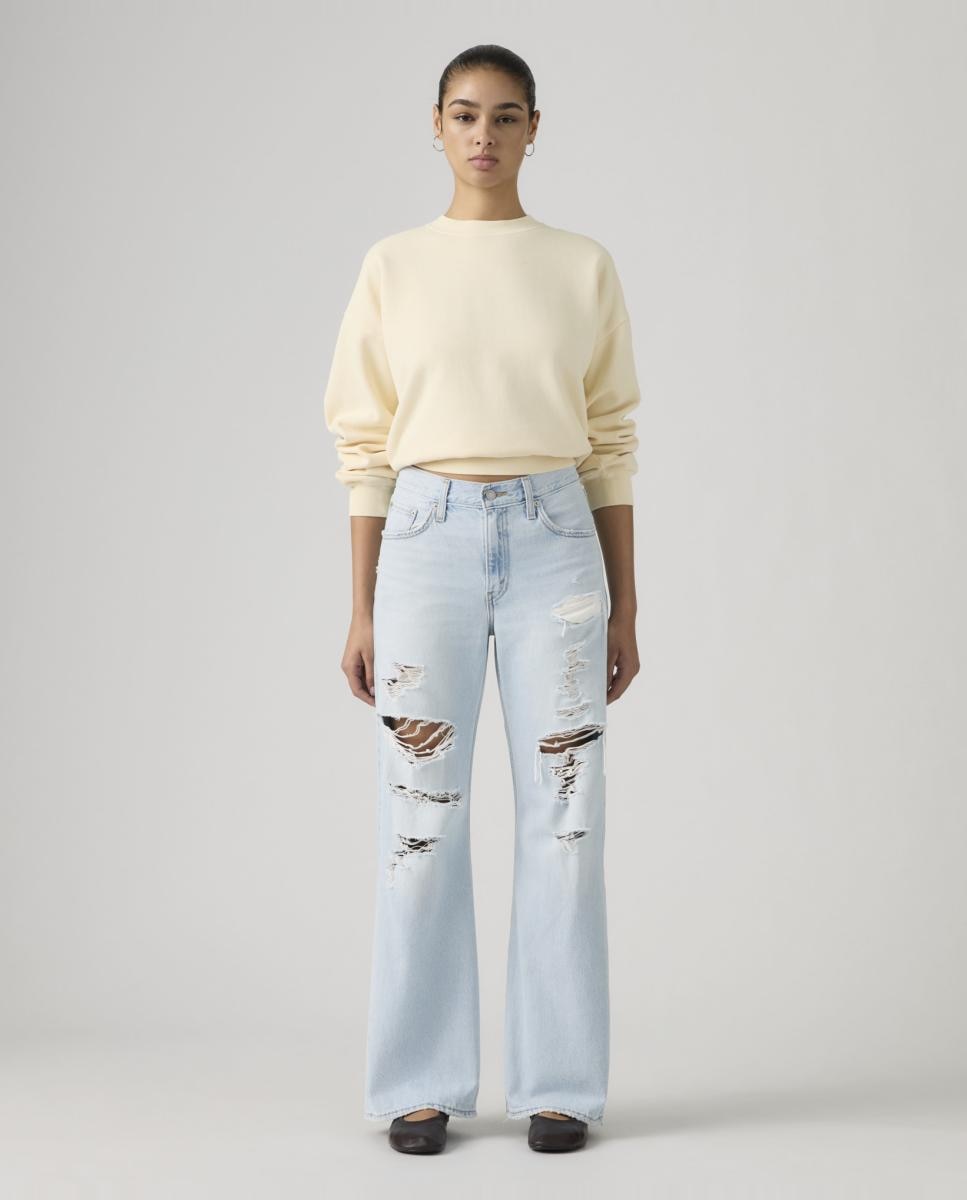 Jeans à Boca de Sino Loose Boot com Cintura Média Azul-claro-4