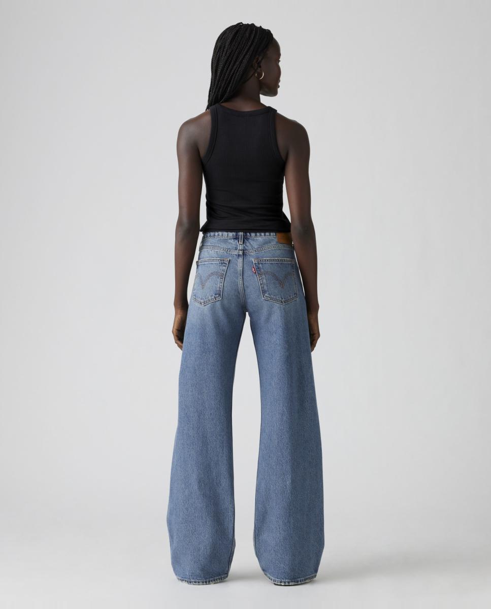 Jeans Straight Low Loose com Cintura Baixa Azul-claro-2