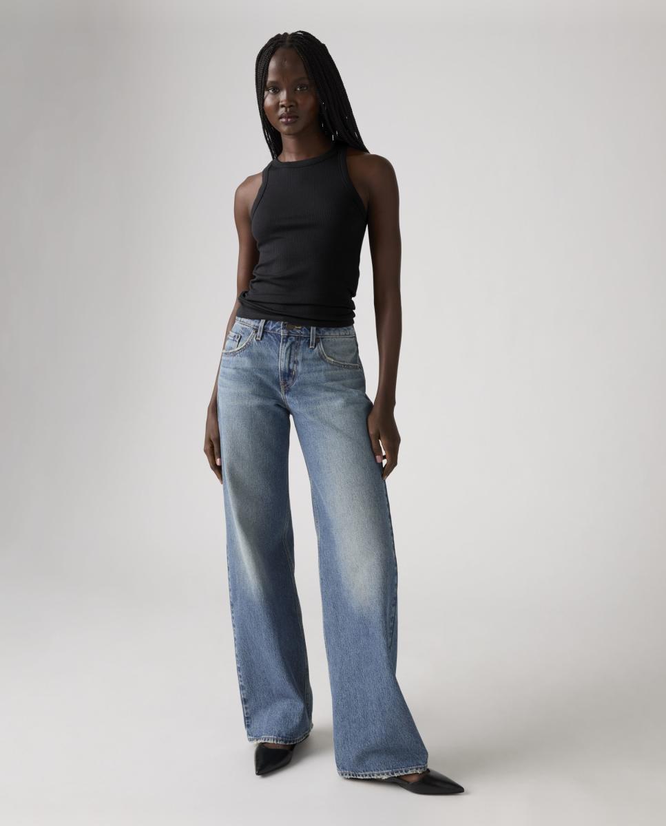 Jeans Straight Low Loose com Cintura Baixa Azul-claro-7