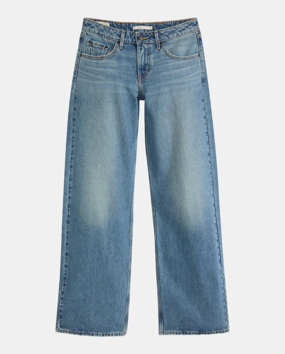 Jeans Straight Low Loose com Cintura Baixa Azul-claro-5