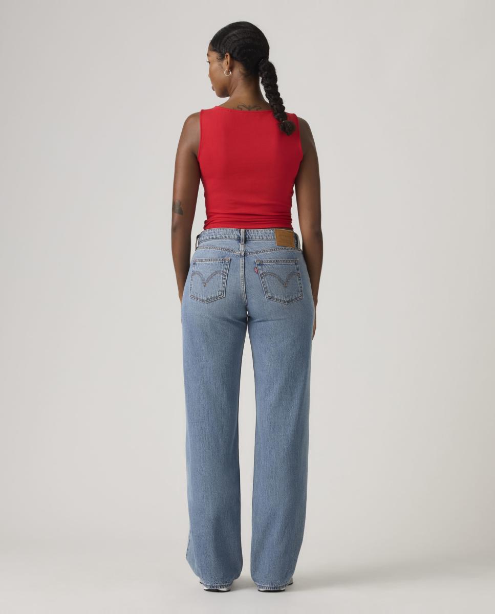 Jeans Straight Low Loose com Cintura Baixa Azul-claro-2