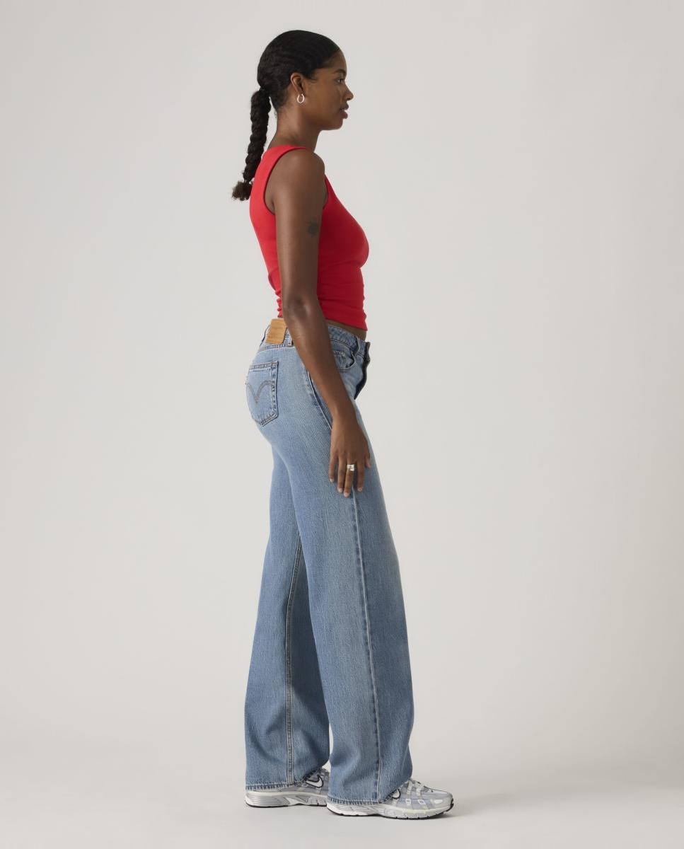 Jeans Straight Low Loose com Cintura Baixa Azul-claro-4