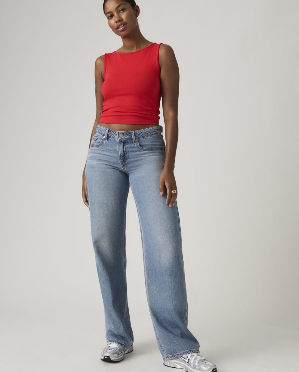 Jeans Straight Low Loose com Cintura Baixa Azul-claro-7