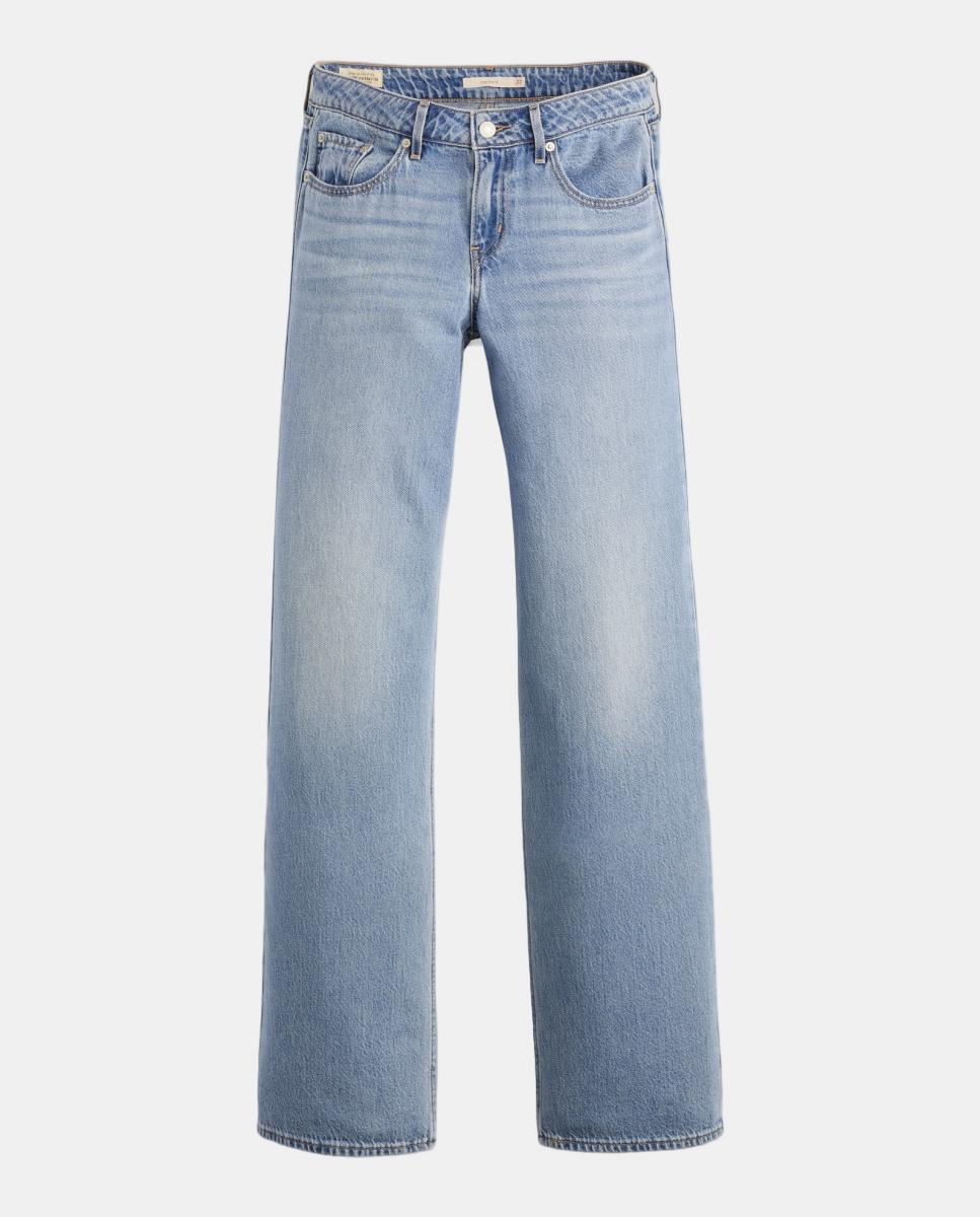 Jeans Straight Low Loose com Cintura Baixa Azul-claro-5