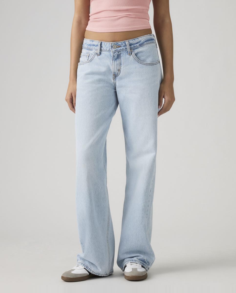Jeans Straight Low Loose com Cintura Baixa Azul-claro-3