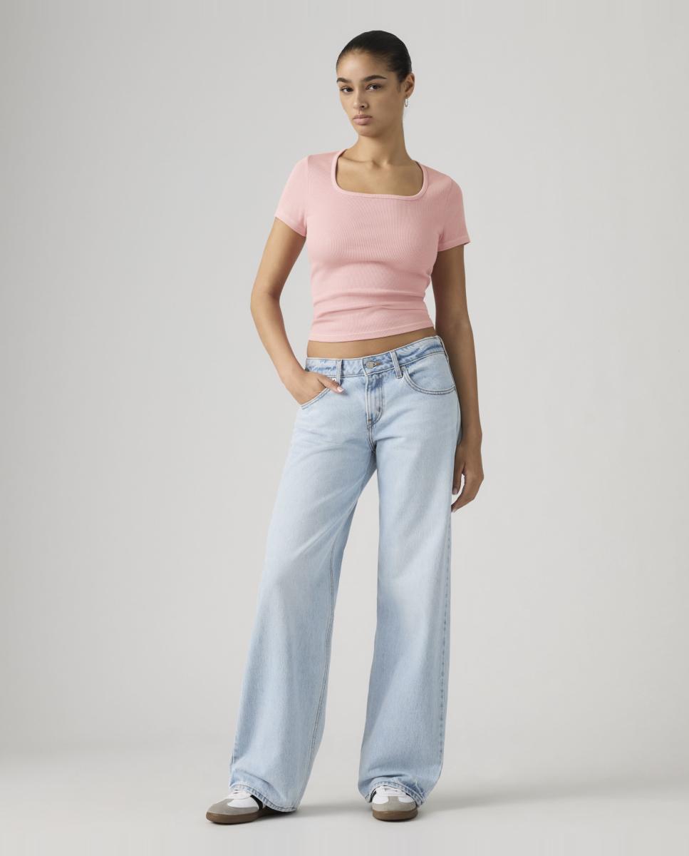 Jeans Straight Low Loose com Cintura Baixa Azul-claro-7