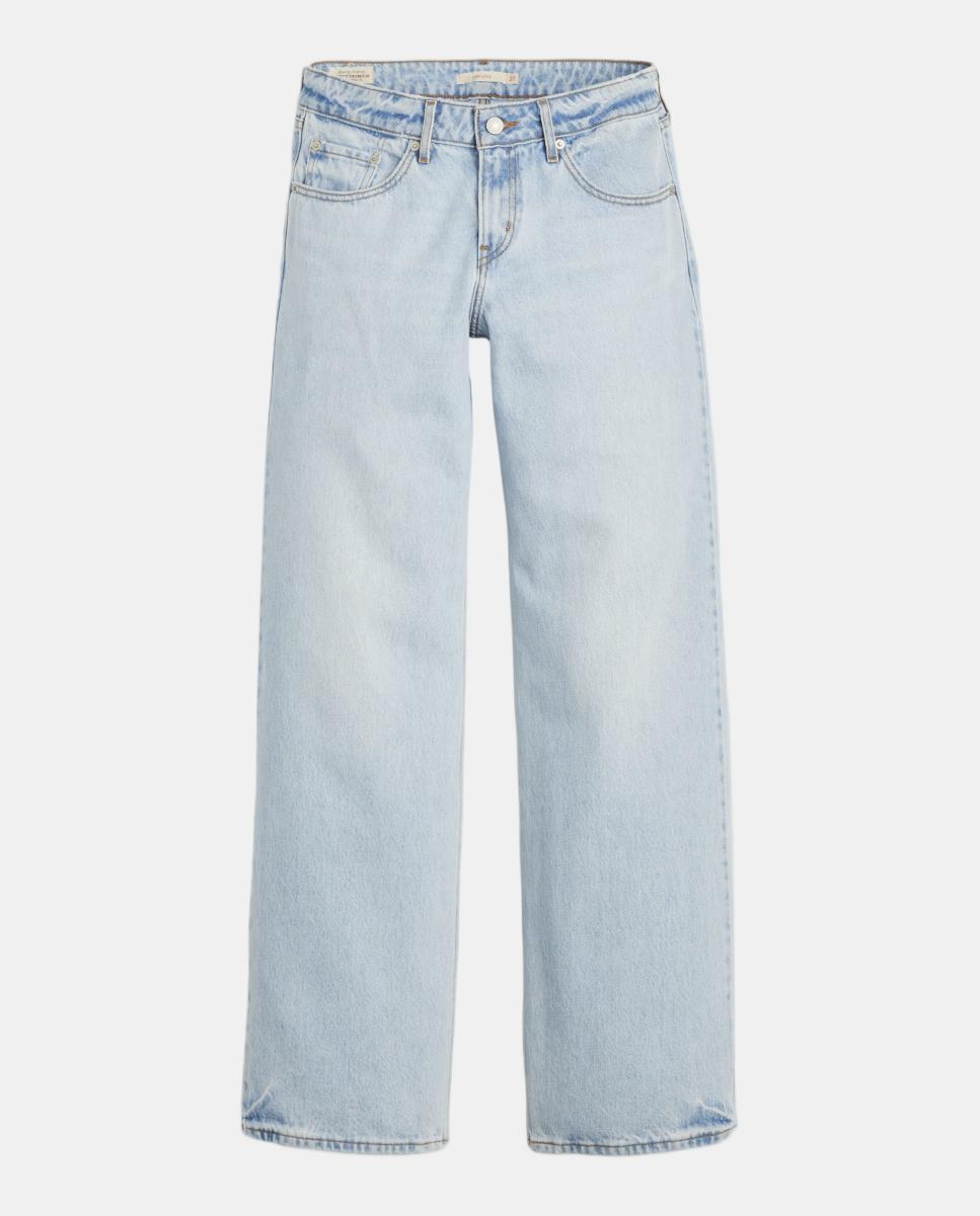 Jeans Straight Low Loose com Cintura Baixa Azul-claro-5
