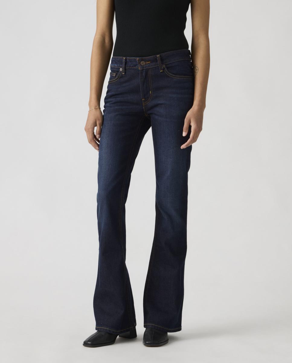 Jeans à Boca de Sino Low Slim Boot com Cintura Baixa Azul-índigo-3