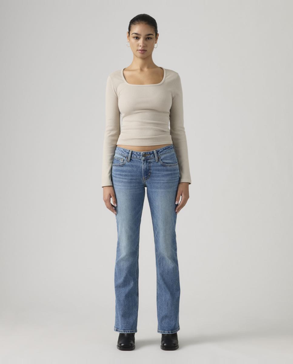 Imagem 0 de Jeans à Boca de Sino Low Slim Boot com Cintura Baixa