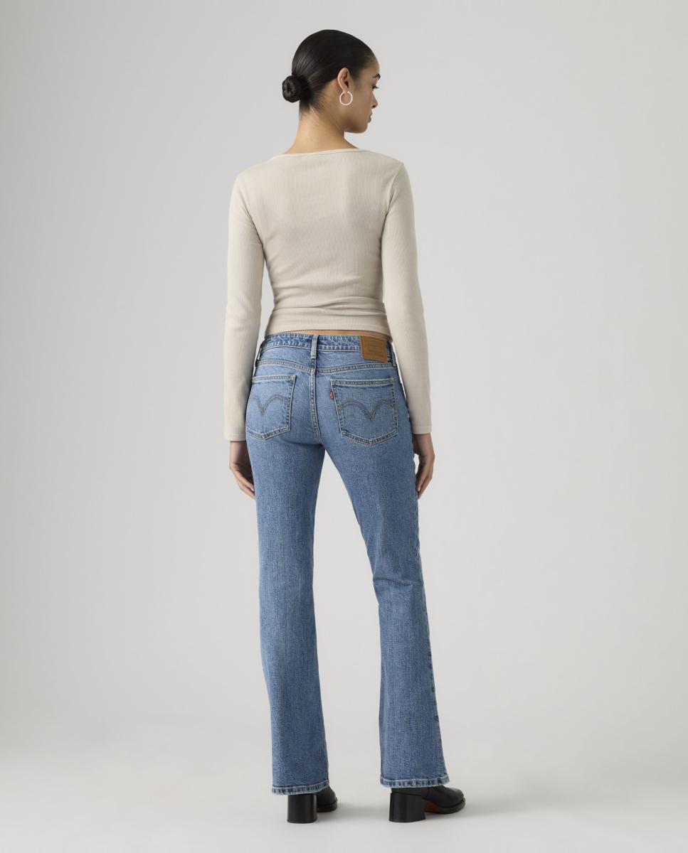 Jeans à Boca de Sino Low Slim Boot com Cintura Baixa Azul-claro-2